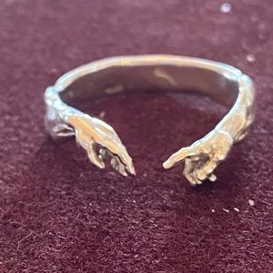 God giving life to Adam silver ring